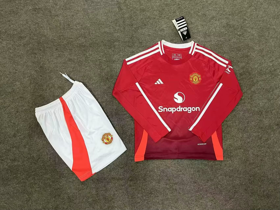Kit Enfant Manchester United Domicile Manches Longues 2024-2025