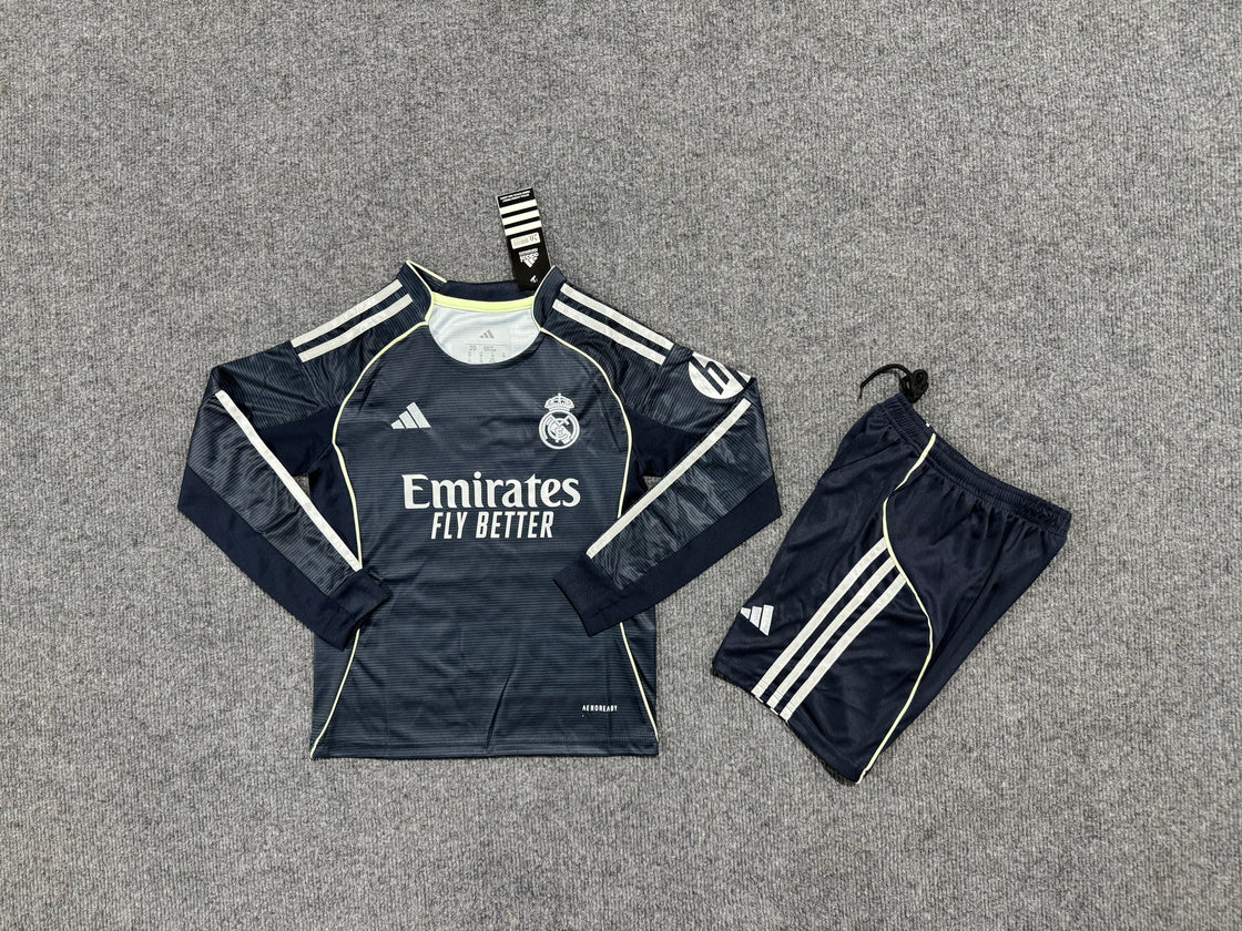 Kit Enfant Real Madrid Extérieur Manches Longues 2025-2026