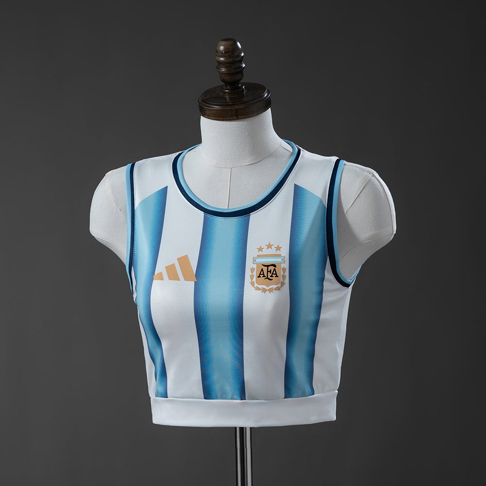 Maillot Argentine Domicile Féminin Crop Top Sans Manches 2025-2026