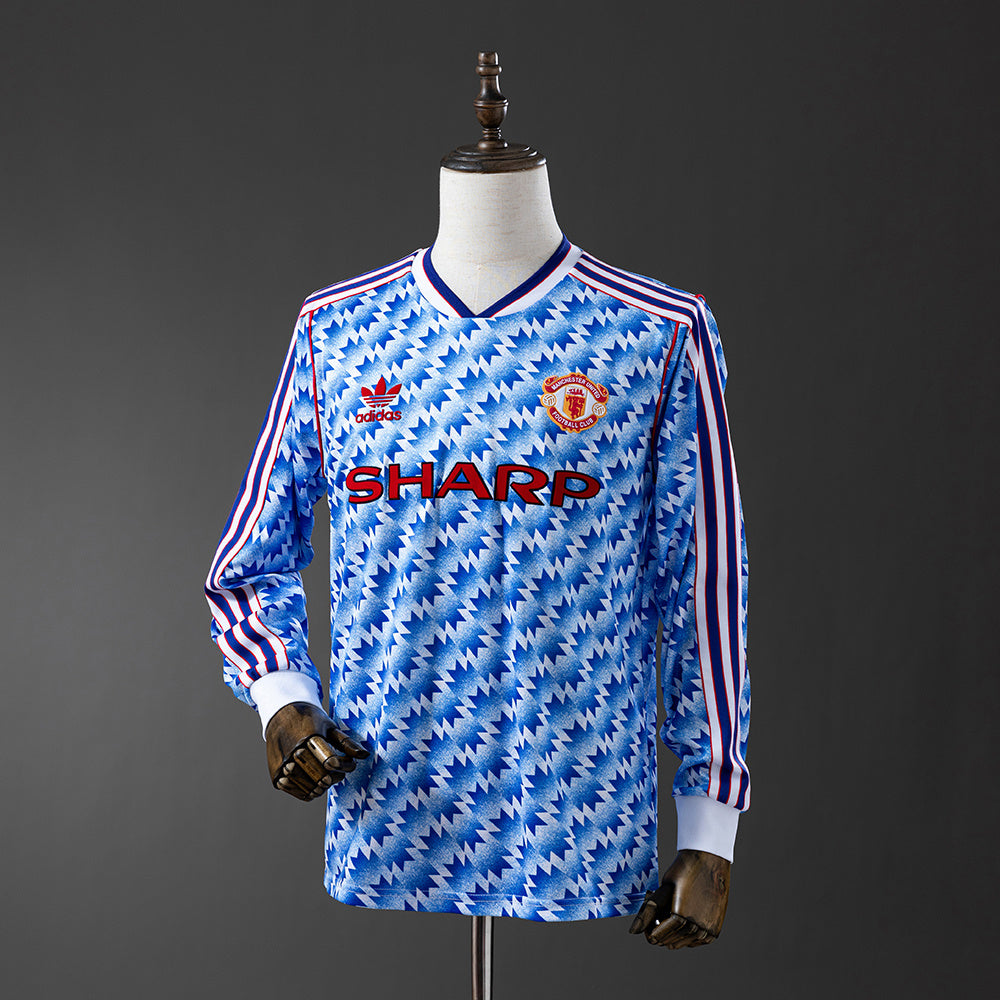 Maillot Rétro Manches Longues Manchester United Extérieur 1990-1991