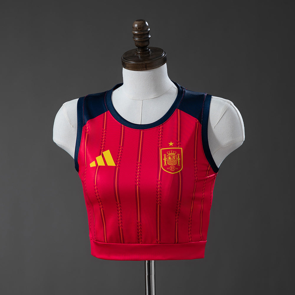 Maillot Espagne Domicile Féminin Crop Top Sans Manches 2025-2026