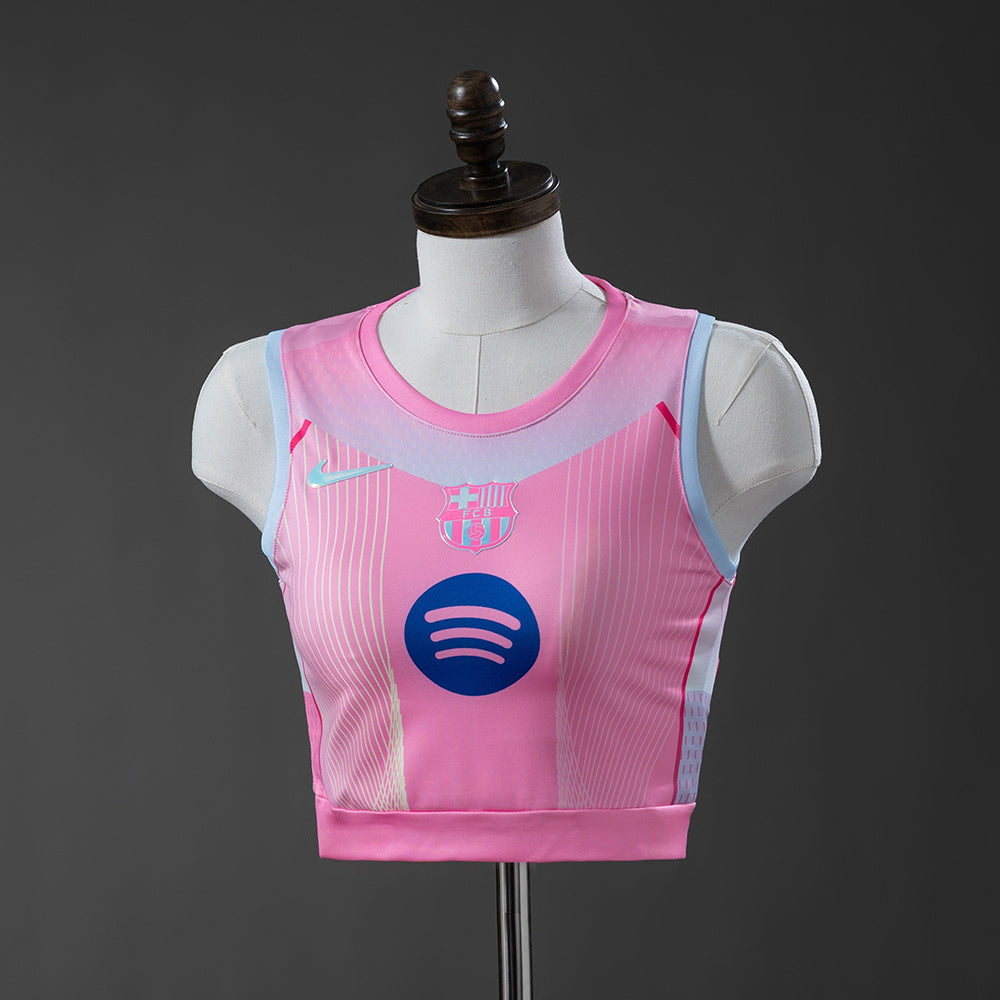Maillot FC Barcelone Concept Rose Crop Top Féminin Sans Manches 2025-2026