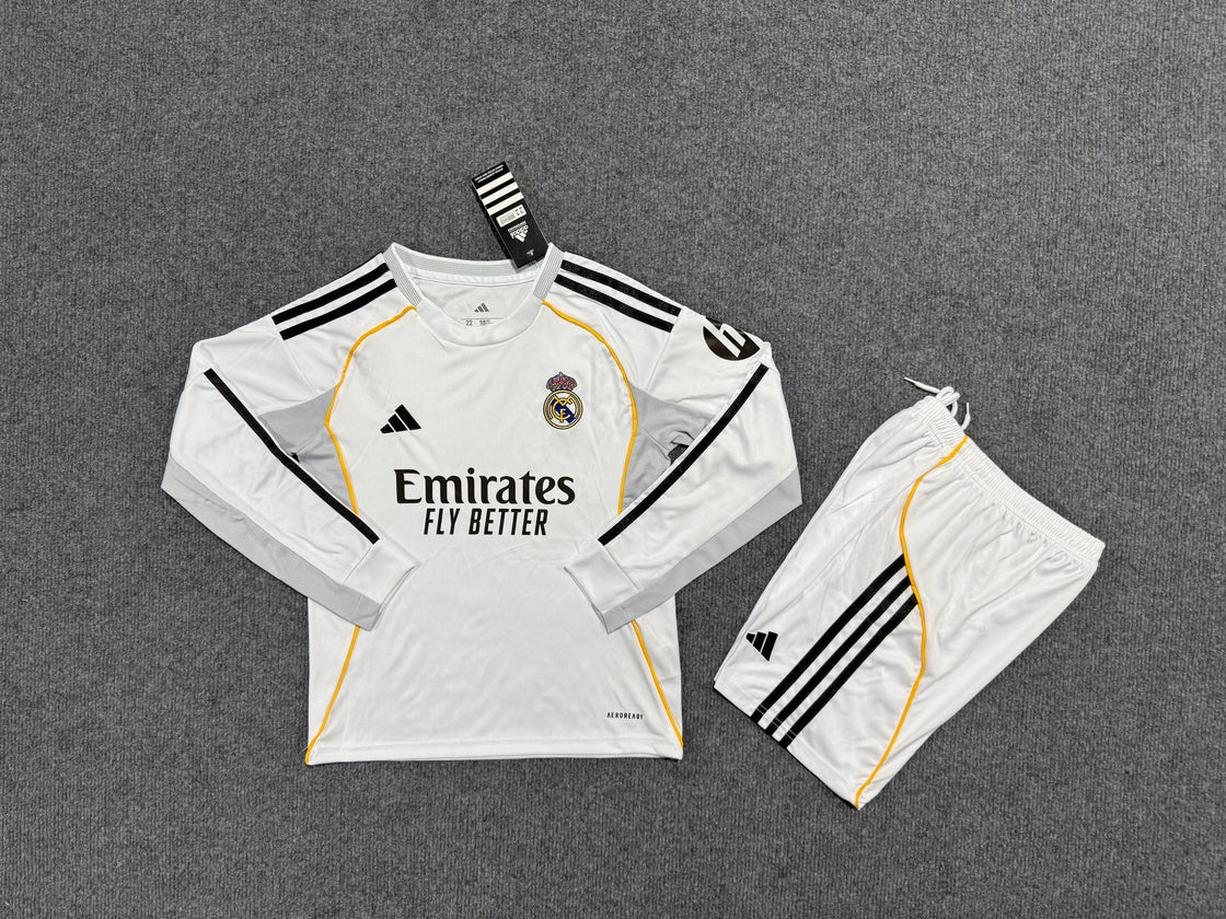 Kit Enfant Real Madrid Domicile Manches Longues 2025-2026